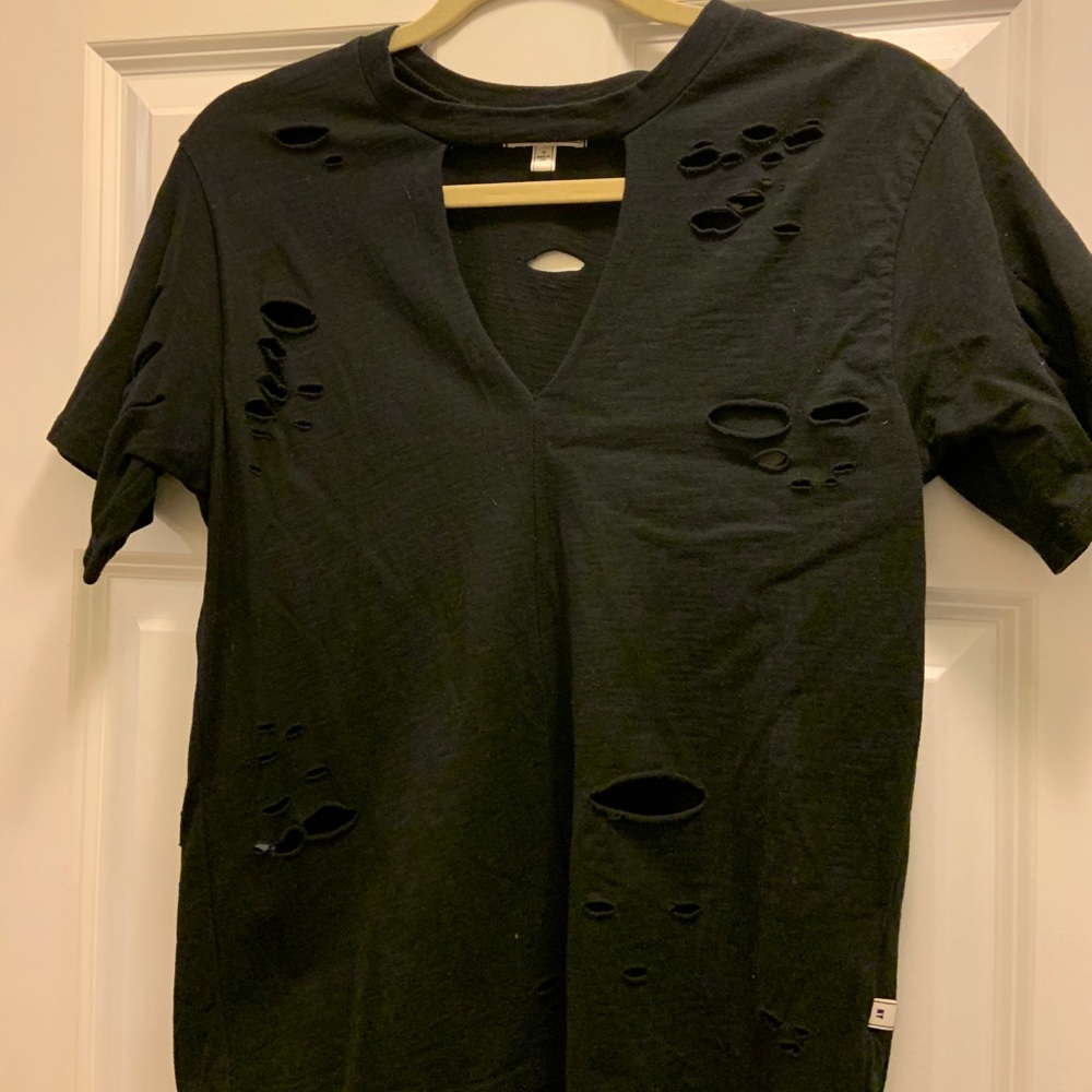 Black distressed top